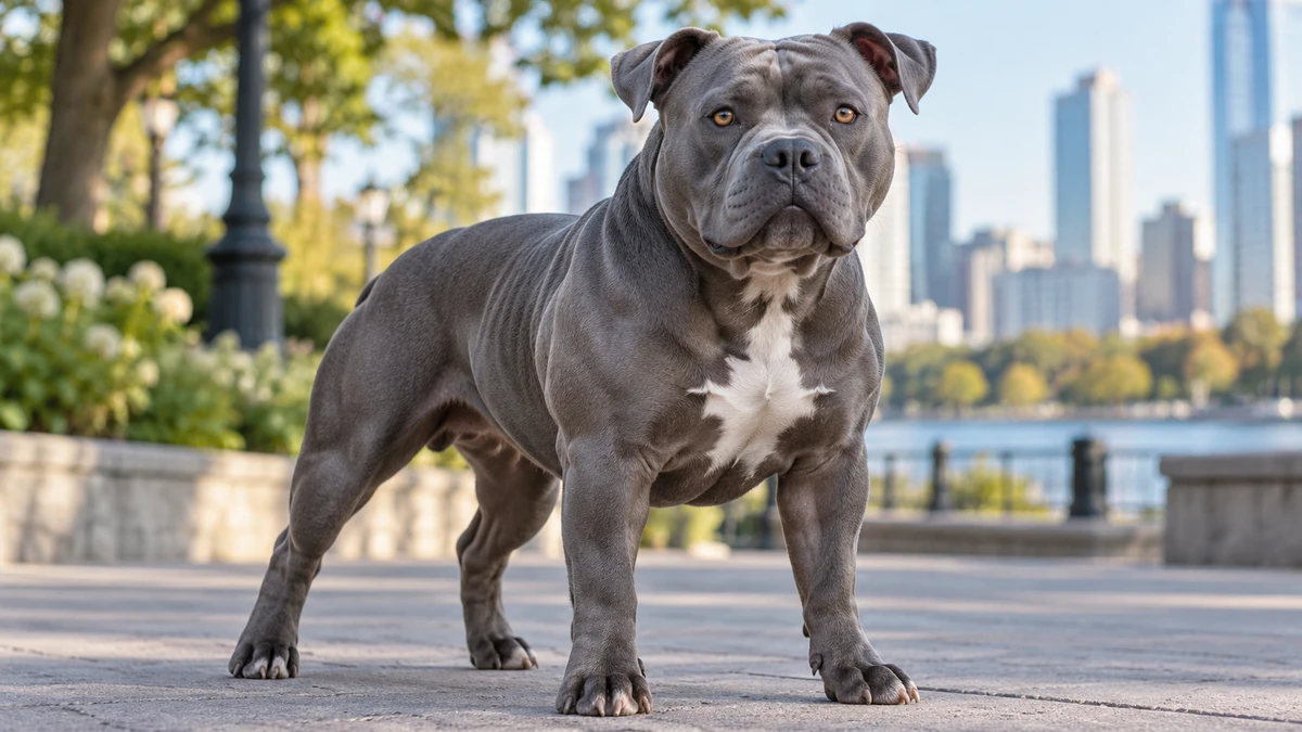 American Bully köpek — mavi (gri) renk