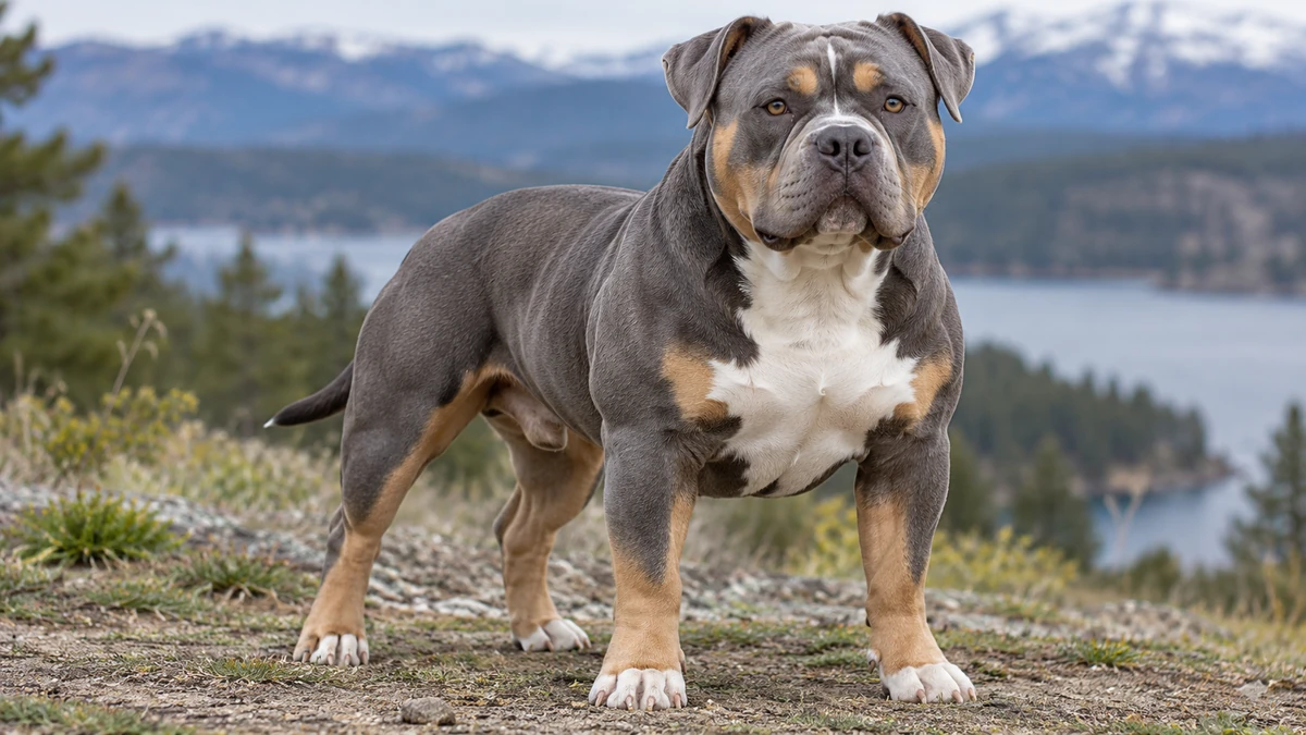 American Bully köpek — mavi-tri renk
