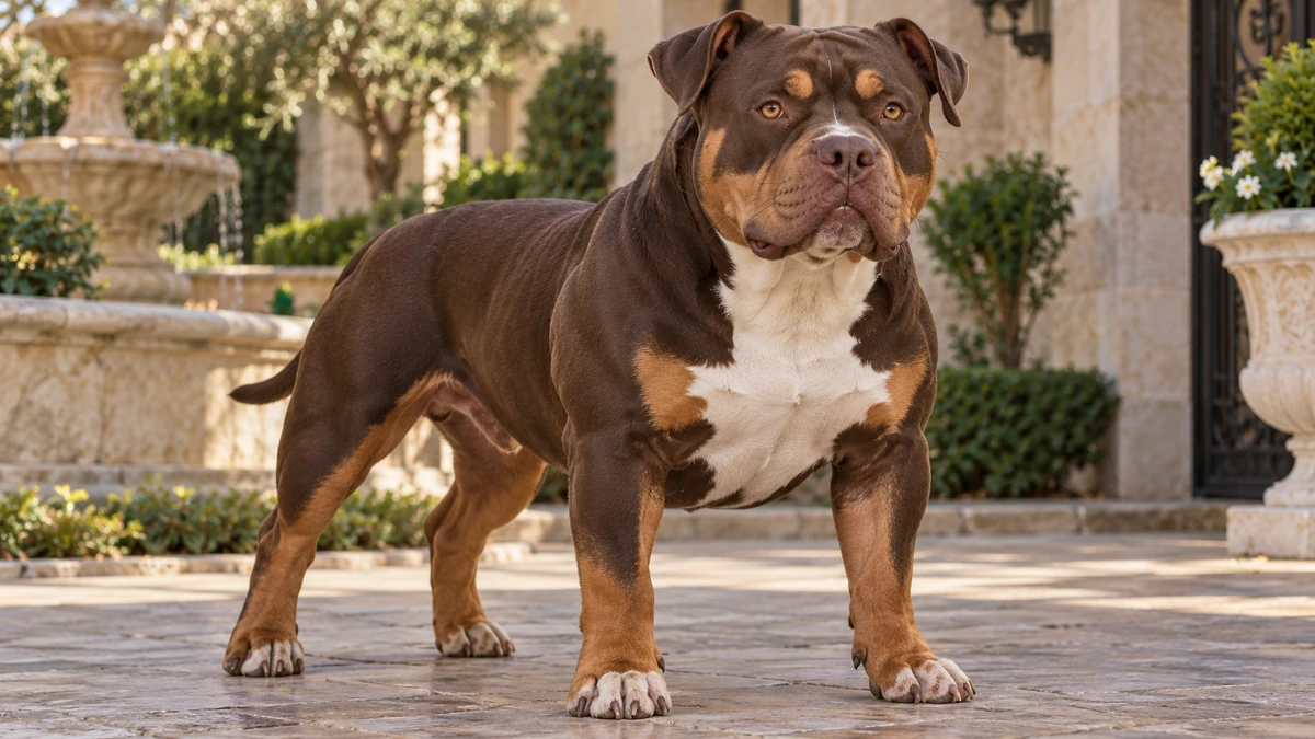 American Bully köpek — chocolate-tri renk
