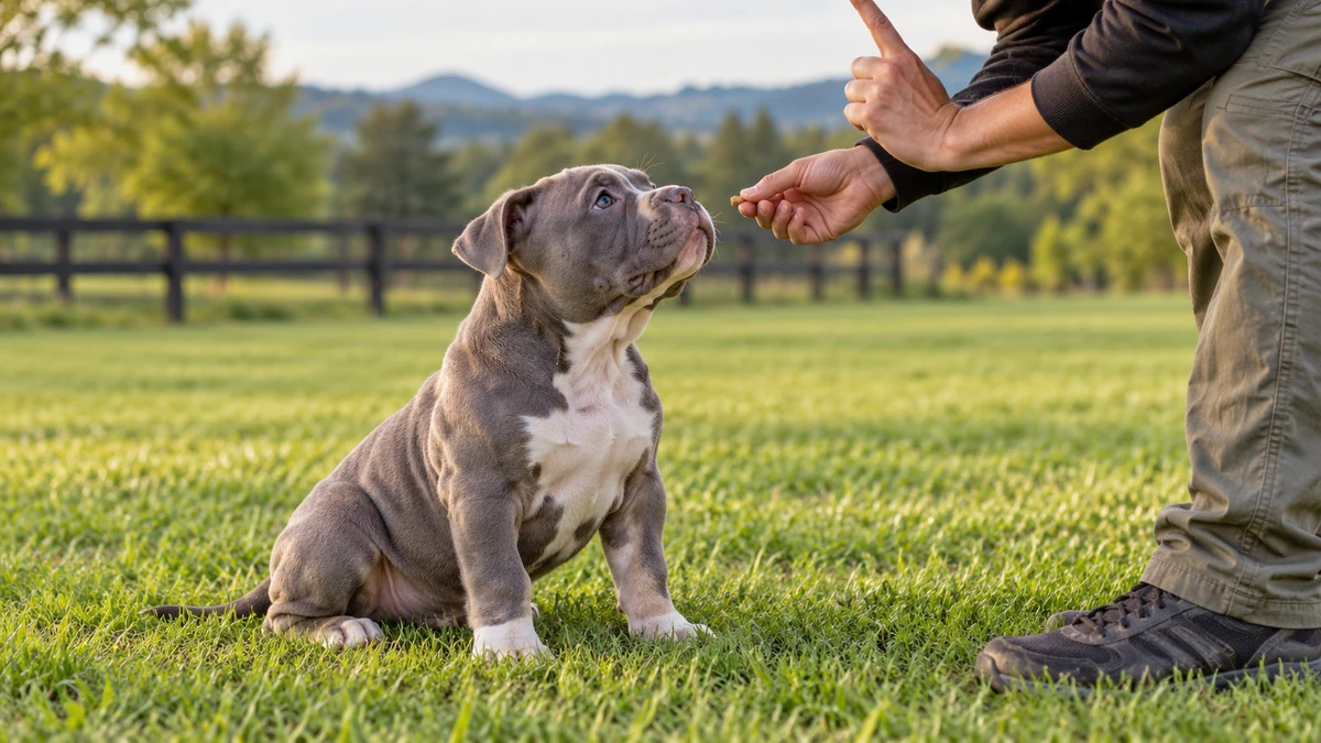 American Bully yavru köpek — komut ve eğitim
