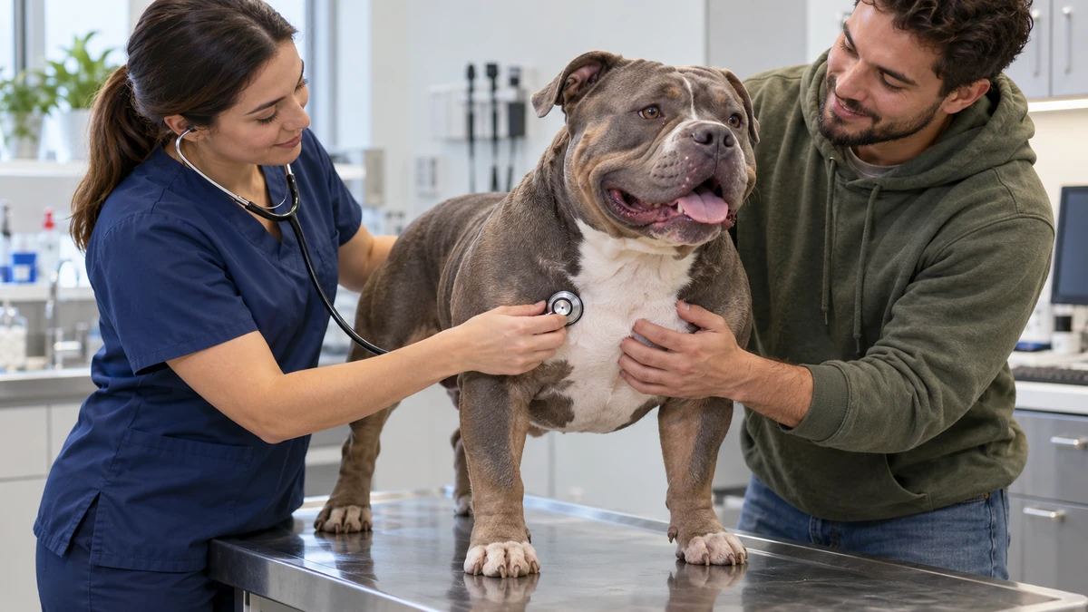 American Bully köpek — veteriner kontrolü