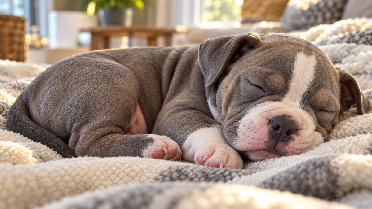 American Bully ilan — uyuyan American Bully yavru ilan fotoğrafı